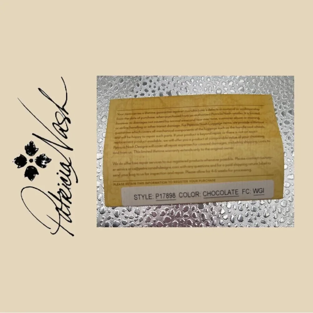 Patricia Nash‎ Chocolate Laser Cut Sherpa Vinovo Genuine Leather Wristlet
